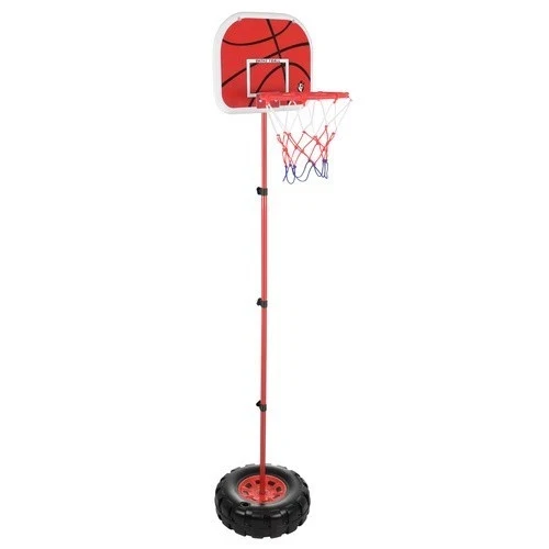 Canestro da basket con piantana e tabellone altezza regolabile con palla e pompa