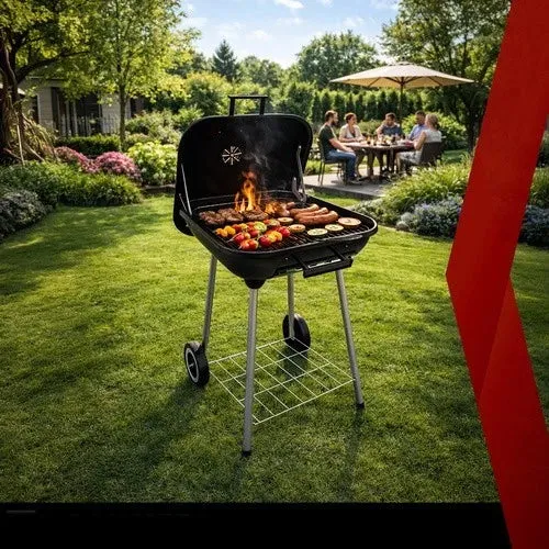 rande barbecue per carbone e carbonella da giardino con coperchio