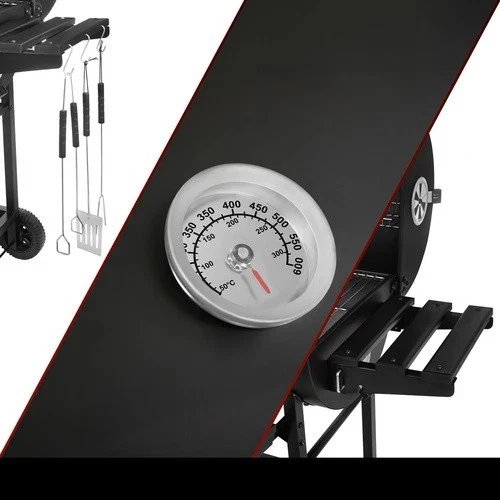 Barbecue a carbone da giardino con copertura, termometro, 2 griglie e tanti accessori