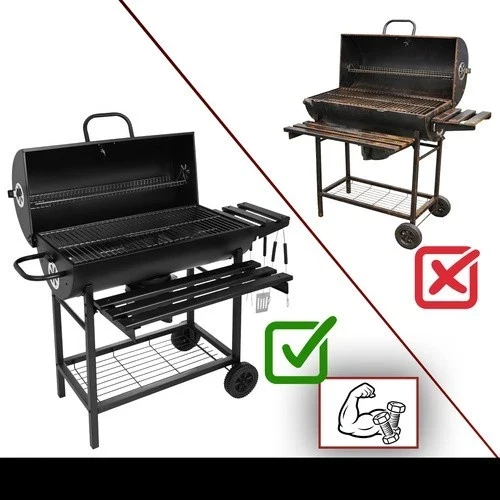 Barbecue a carbone da giardino con copertura, termometro, 2 griglie e tanti accessori