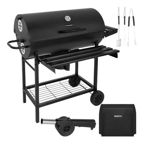 Barbecue a carbone da giardino con copertura, termometro, 2 griglie e tanti accessori