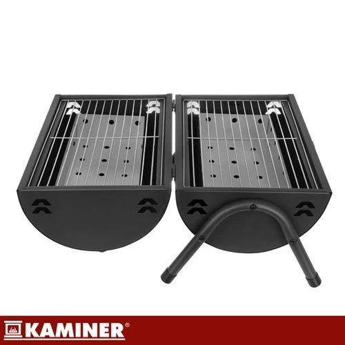 Barbecue a carbone-carbonella con coperchio, 2 griglie, termometro, camino portatile, XXL