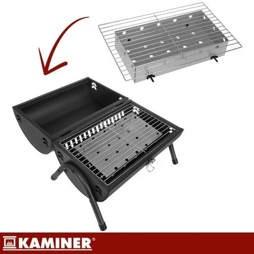 Barbecue a carbone-carbonella con coperchio, 2 griglie, termometro, camino portatile, XXL