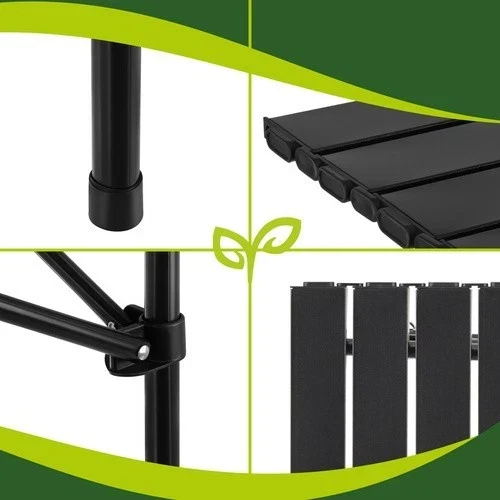 Tavolo da giardino pieghevole, tavolo pieghevole per balcone, terrazzo, colore nero