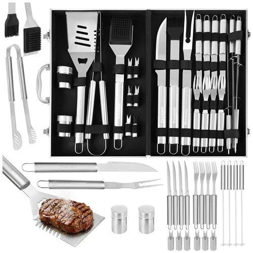 Set per barbecue, accessori, utensili per grigliare, posate per grigliare, con Valigetta