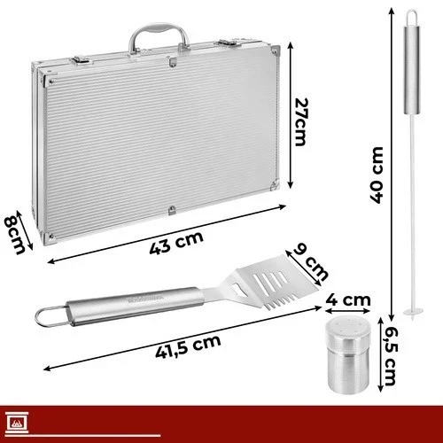 Set per barbecue, accessori, utensili per grigliare, posate per grigliare, con Valigetta