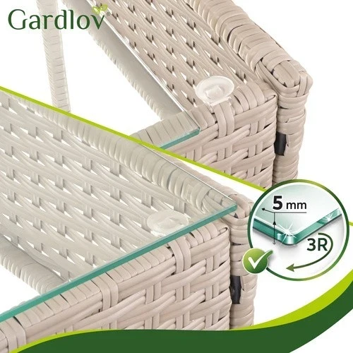 Mobili da giardino in technorattan - set di 2 sedie, divano, tavolo con vetro e cuscini