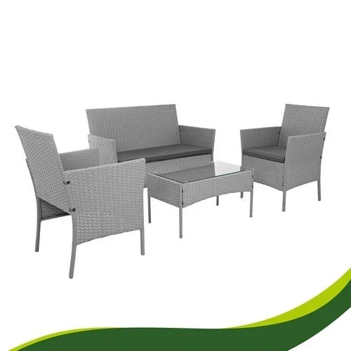Mobili da giardino in technorattan - set di 2 sedie, divano, tavolo con vetro e cuscini