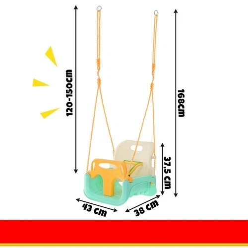 Altalena per bambini 3 in 1, colorata, con corde, per casa e giardino