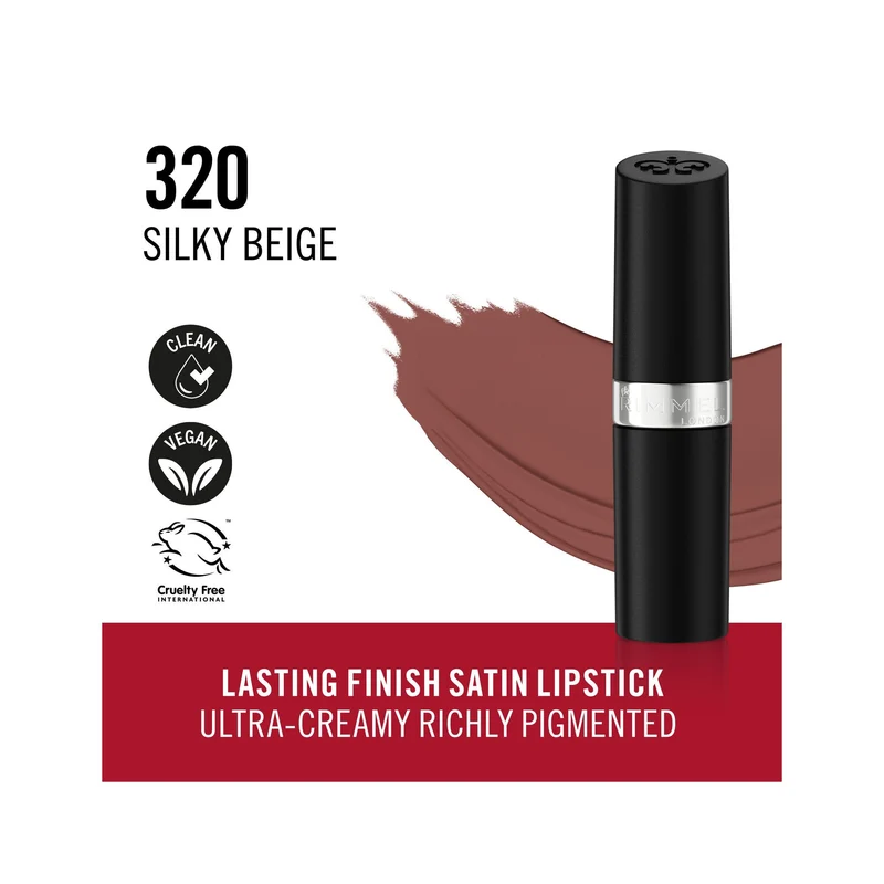 Rimmel Lasting Finish Rossetto Satinato Idratante Formula Vegana 4g 320 Silky Beige