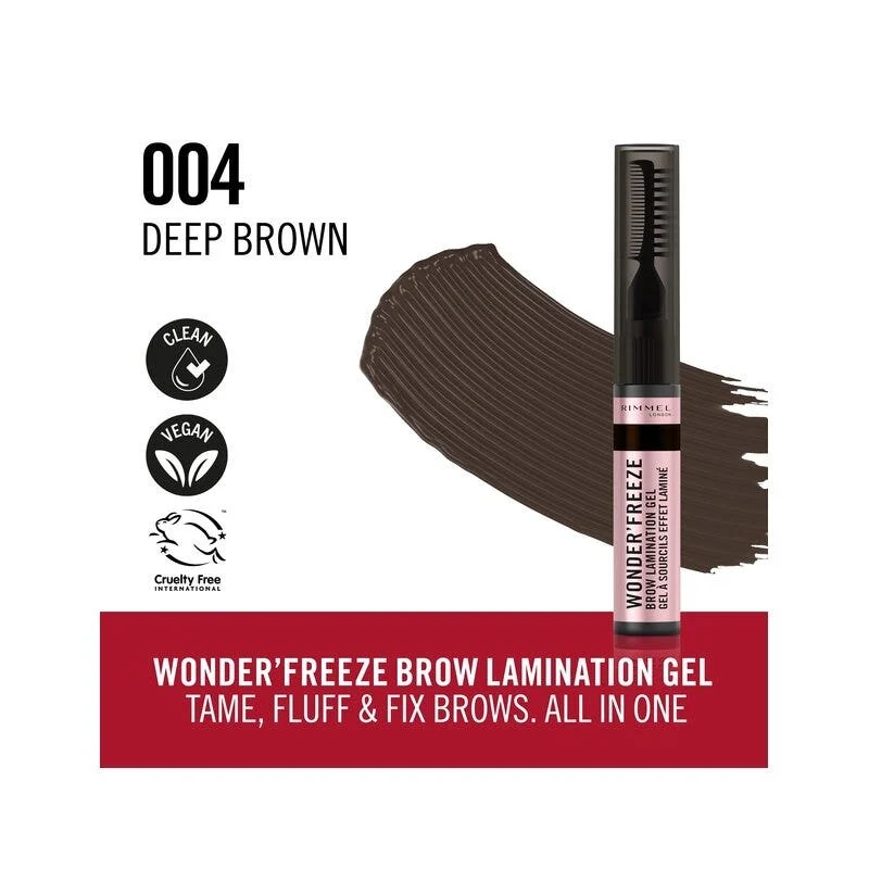 Rimmel Wonder Freeze Brow Lamination Gel Cera Sopracciglia 004 Deep Brown 6g