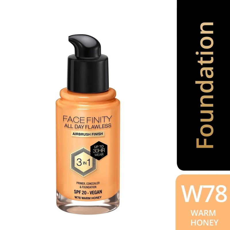 Max Factor Fondotinta Facefinity All Day Flawless 3In1 W78 Warm Honey 30ml