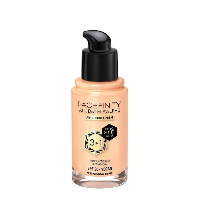 Max Factor Fondotinta Facefinity All Day Flawless 3In1 W33 Crystal Beige 30ml