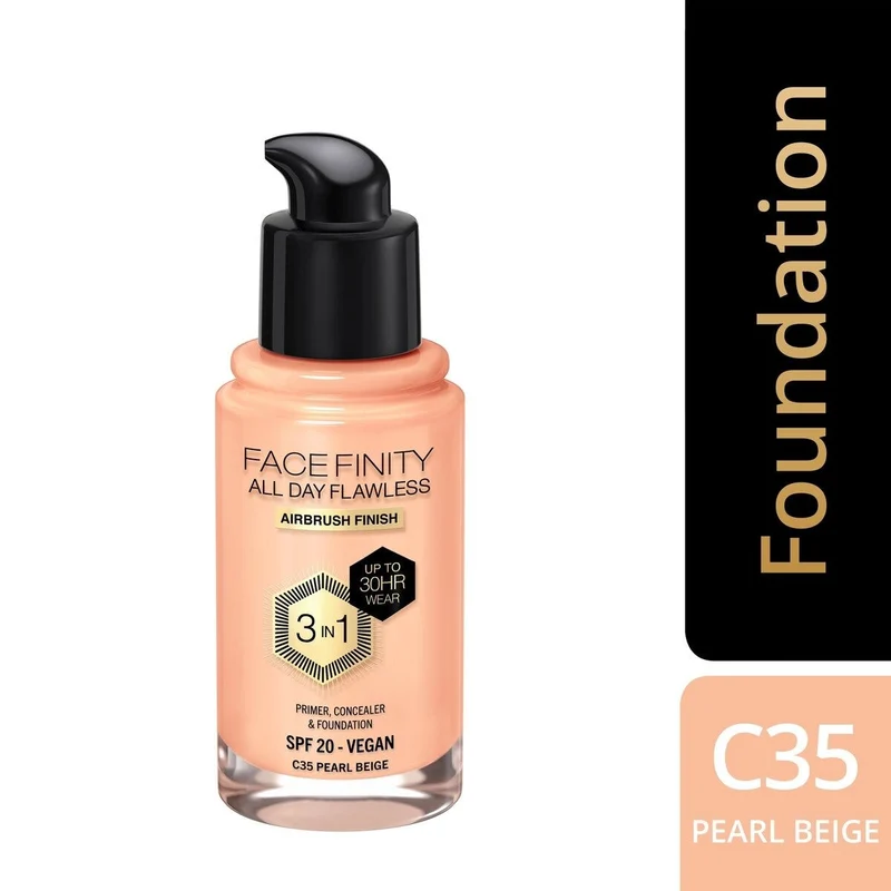 Max Factor Fondotinta Facefinity All Day Flawless 3In1 C35 Pearl Beige 30ml