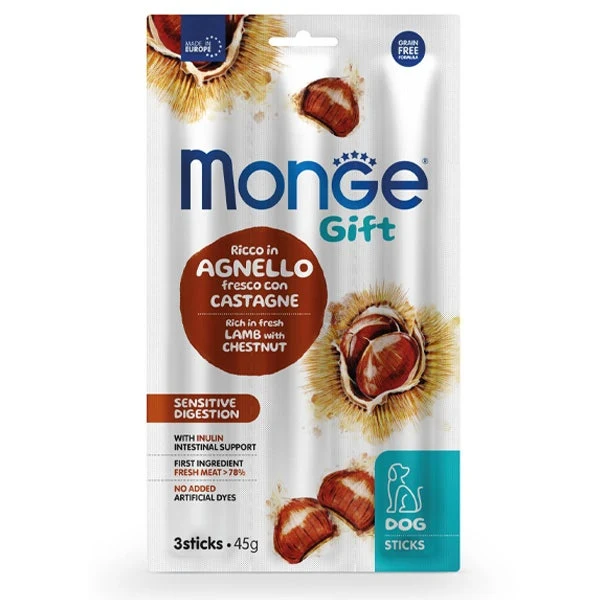 Monge Sticks Sensitive Digestion Per Cani Adulti Agnello Fresco Con Castagne 45g