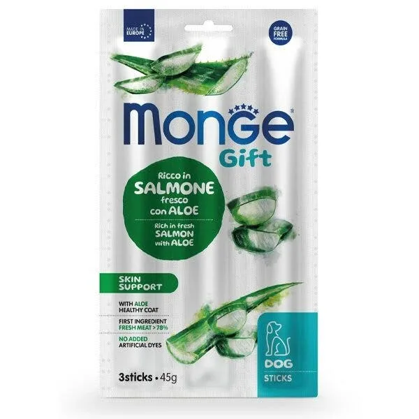 Monge Sticks Skin Support Per Cani Adulti Salmone Fresco Con Aloe 45g