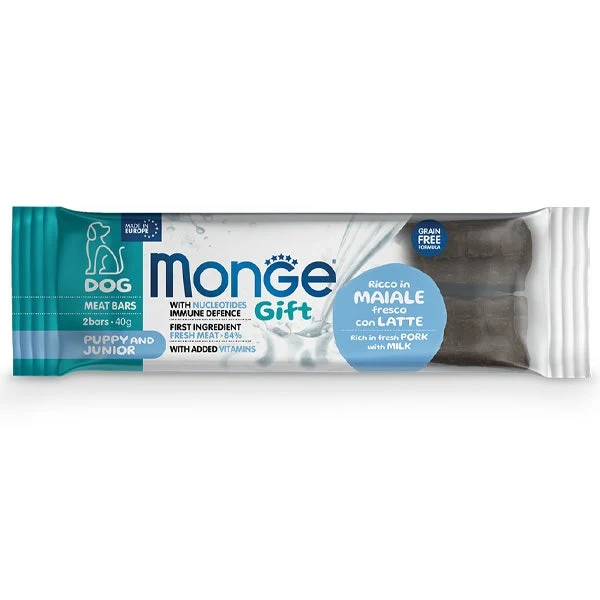 Monge Meat Bars Barretta Per Cani Puppy/Junior Maiale Fresco Con Latte 40g
