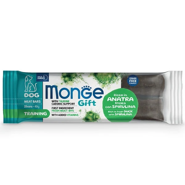 Monge Meat Bars Training Barretta Per Cani Adulti Anatra Fresca Con Spirulina 40g