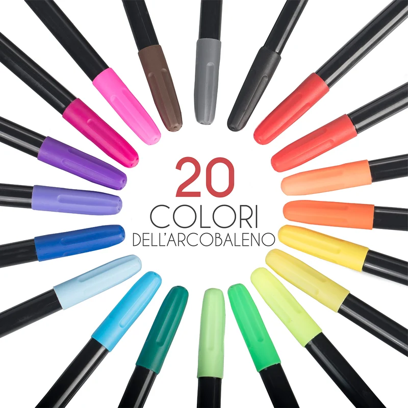 20 Pennarelli per Tessuti e Stoffa - Colori Atossici, Indelebili e Permanenti a Punta Fine - Ideali per Magliette, Borse in Stoffa e altri Tessuti - Per Bambini e Adulti