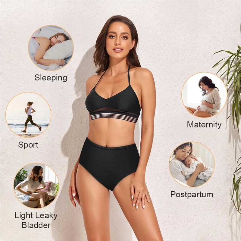 4 Pezzi Mutandine Mestruali, Mutandine Assorbenti a Prova di Perdite, Cotone Slip Ciclo Protettive Periodico per Donna, Assorbenti e Riutilizzabili, Anti Perdite Lavabili(M)