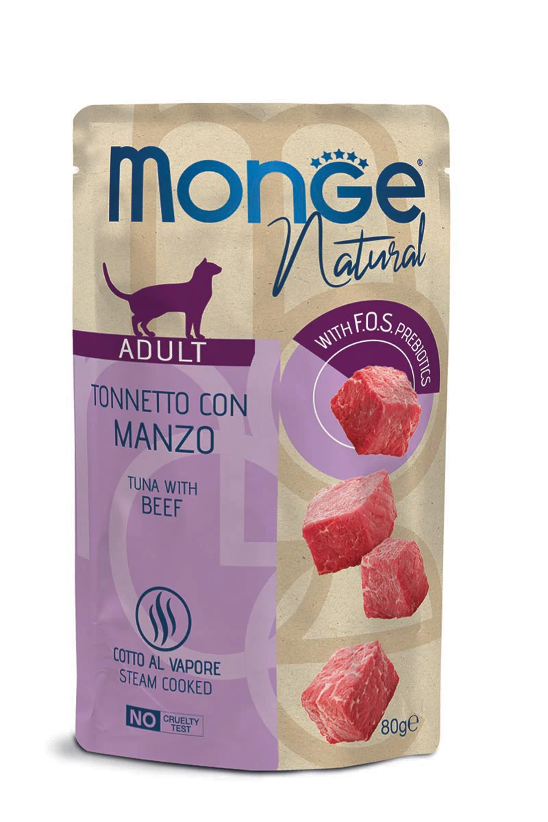 Monge Natural Tonnetto con Manzo 80g - Umido Gatto Adulto