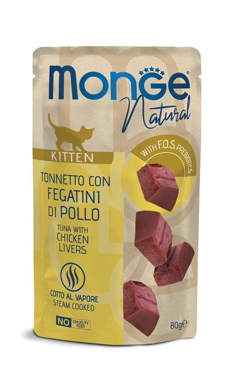 Monge Natural Tonno e Fegatini di Pollo Kitten 80g - Gatto