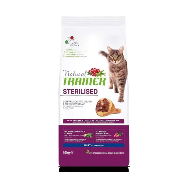 Natural Trainer Sterilised Gatto Adulto Prosciutto Crudo 10 kg