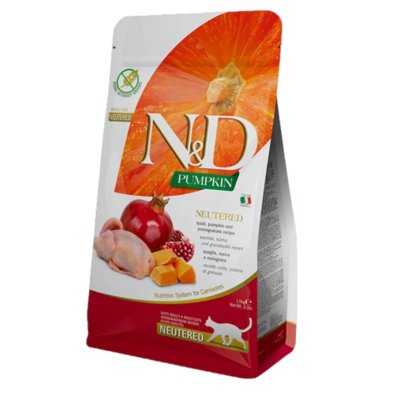 FARMINA N&D Gatto Pumpkin GF Neutered - Quaglia, Zucca e Melograno 1,5Kg
