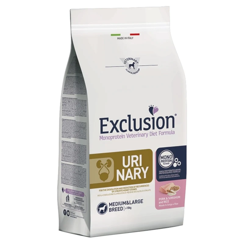 EXCLUSION Cane Urinary Medium&Large Maiale, Sorgo e Riso 12Kg