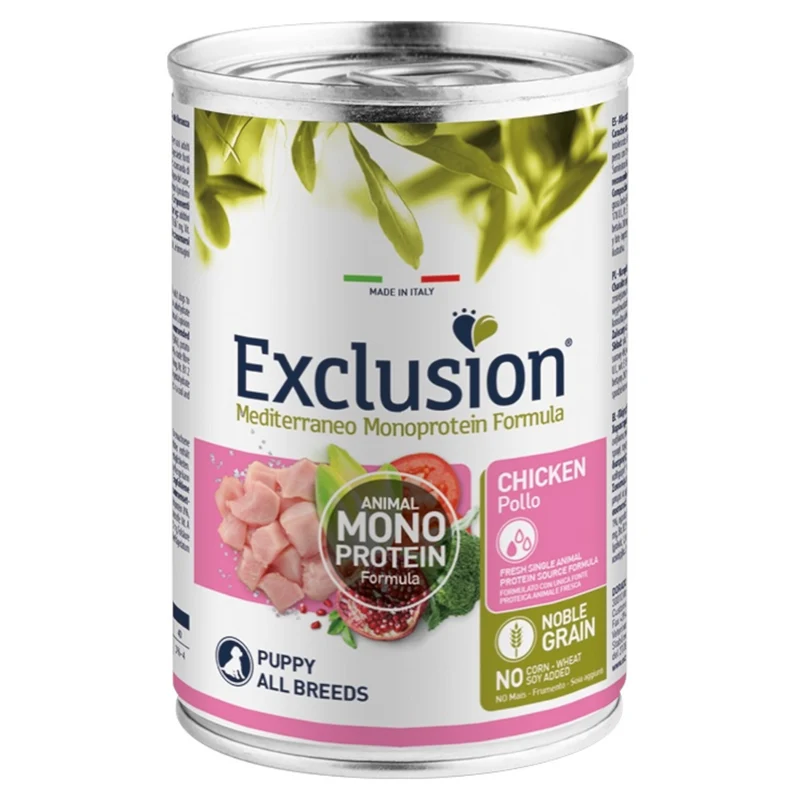 EXCLUSION Cane Mediterraneo Monoproteico All Breed Puppy Pollo 24x400gr