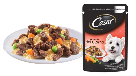 Cesar Le Delizie del Giorno Manzo e Verdure 100g - Cibo Umido per Cani