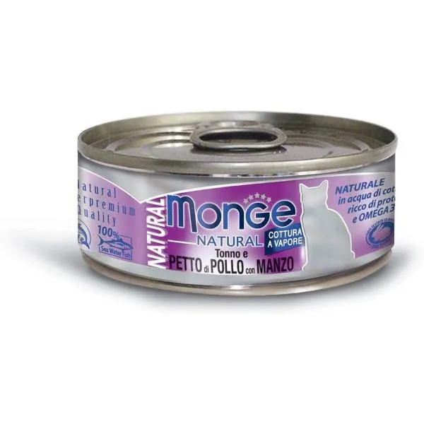 Monge Natural Tonno e Petto di Pollo con Manzo 80g - Gatto
