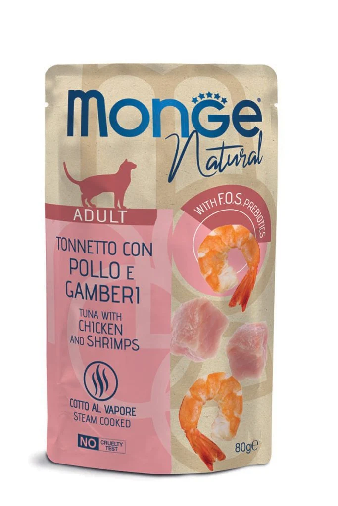 Monge Natural Tonnetto con Pollo e Gamberi 80g - Umido Gatto Adulto