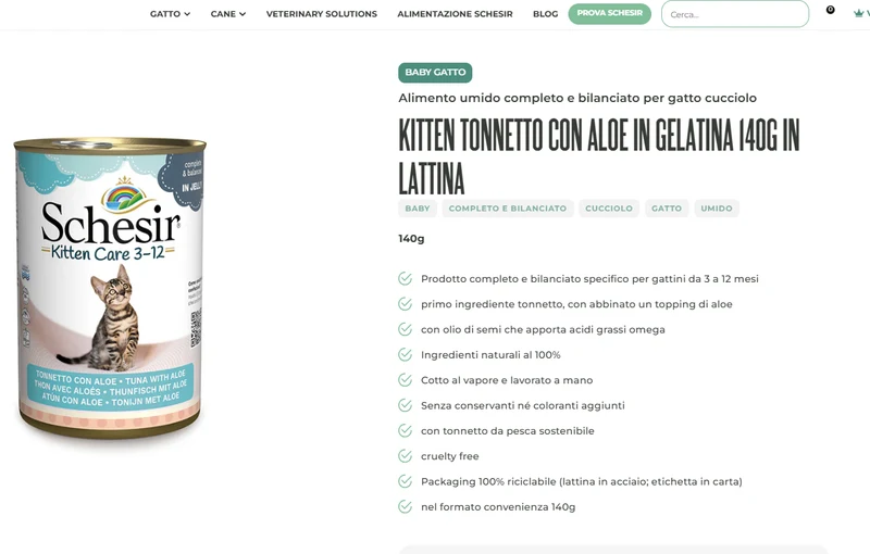 Schesir Kitten Tonnetto con Aloe in Gelatina 140g - Gatto Cucciolo