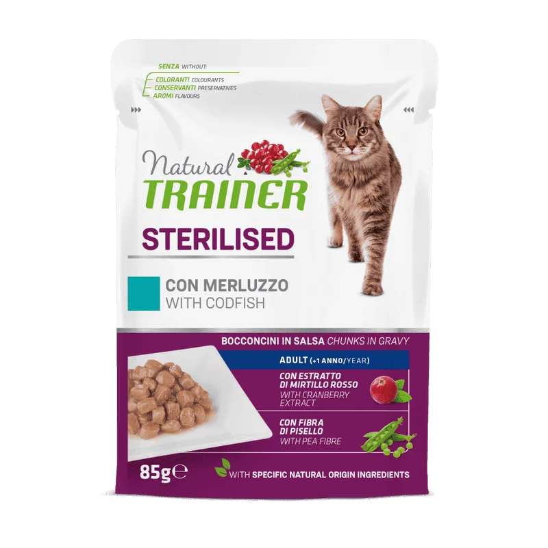 Natural Trainer Adult Sterilised con Merluzzo 85g - Gatti Sterilizzati