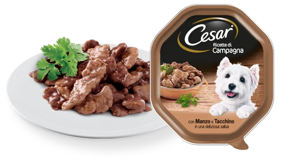 Cesar Ricette di Campagna Manzo e Tacchino 150g - Cibo Umido per Cani