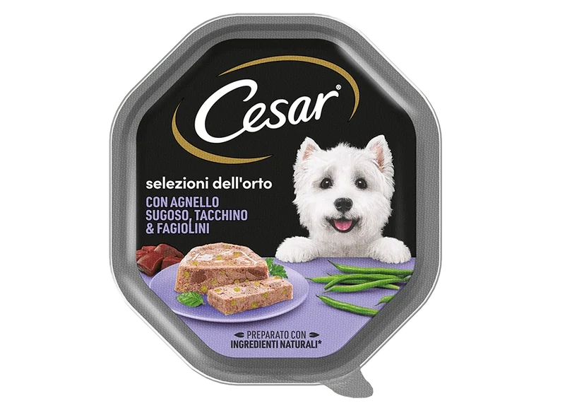 Cesar Selezioni dell'Orto con Agnello, Tacchino e Fagiolini 150g - Cibo Umido per Cani
