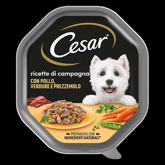 Cesar Ricette di Campagna Pollo, Verdure e Prezzemolo 150 g – Per Cani Adulti