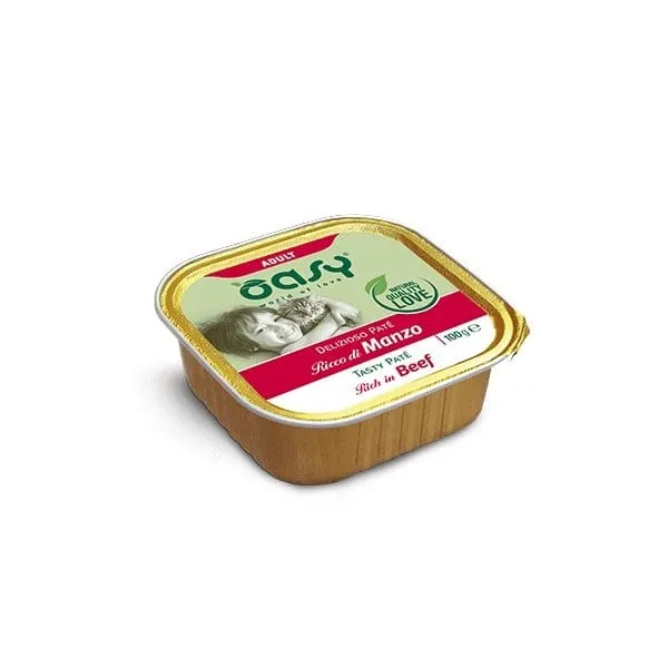 Oasy Delizioso Paté Adult Ricco di Manzo 100g