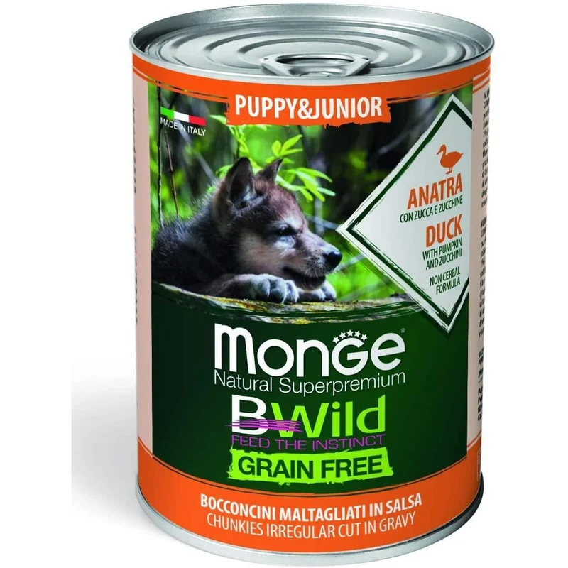 Monge BWild Puppy&Junior Anatra 400g - Cuccioli Tutte Taglie