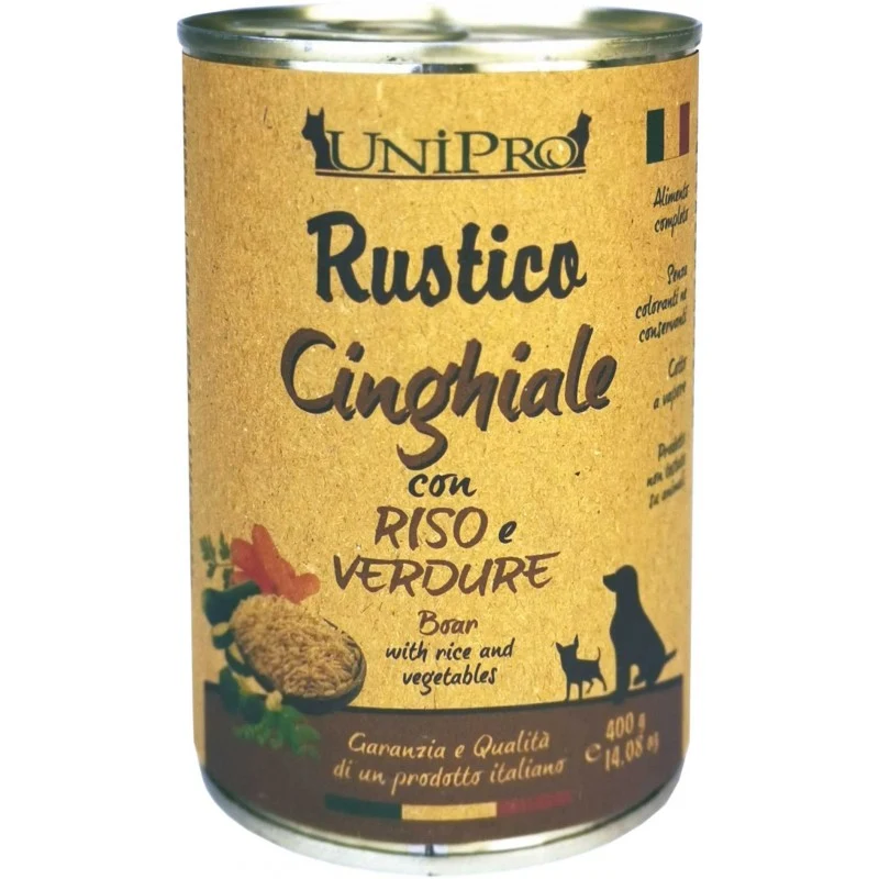Unipro Rustico Cinghiale con Riso e Verdure 400g - Cibo Umido per Cani