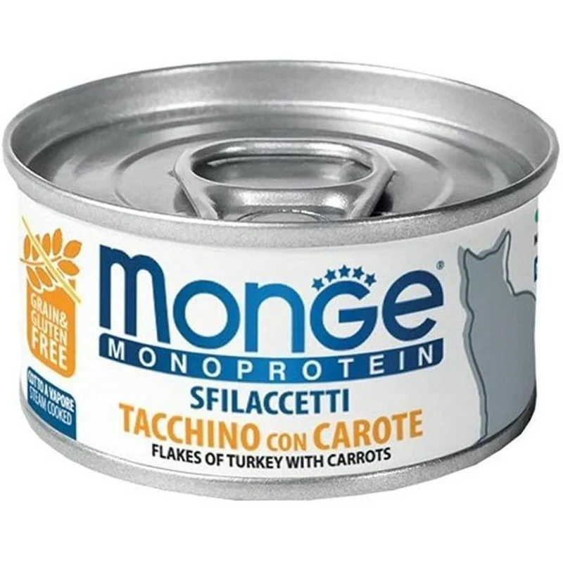 Monge Monoprotein Solo Tacchino con Carote 80g - Cibo Umido per Gatti