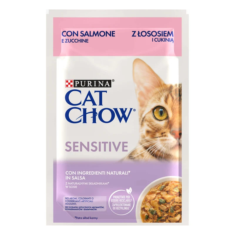Cat Chow Sensitive Salmone e Zucchine in Salsa 85g - Gatto Adulto