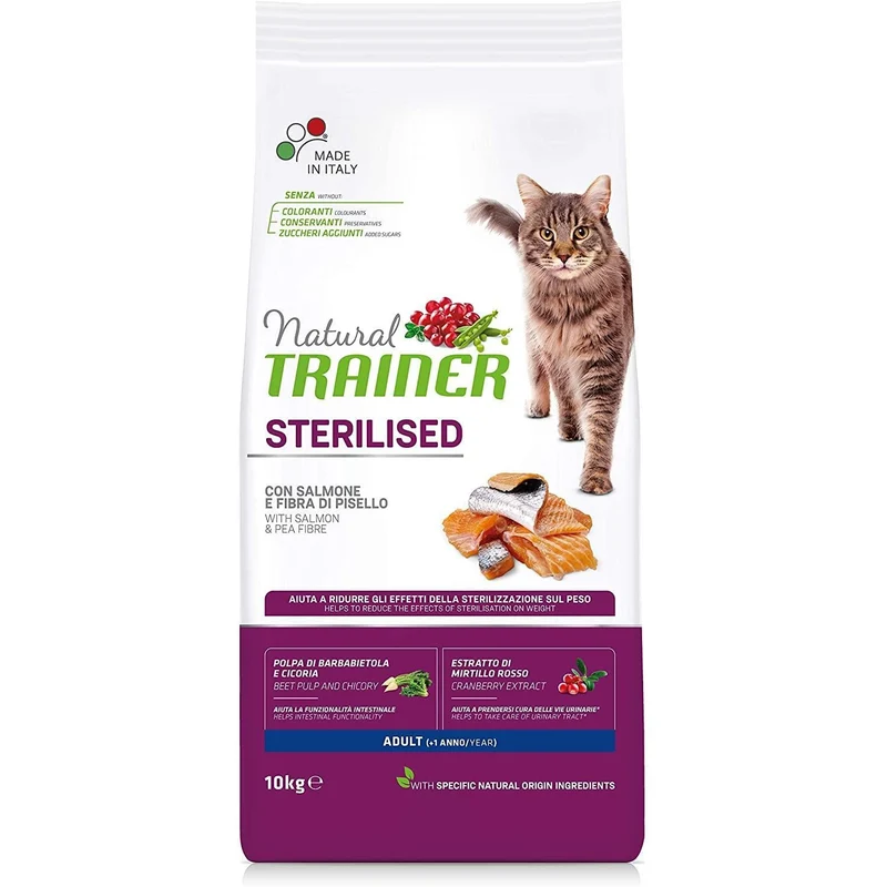 Natural Trainer Gatto Sterilised con Salmone 10kg