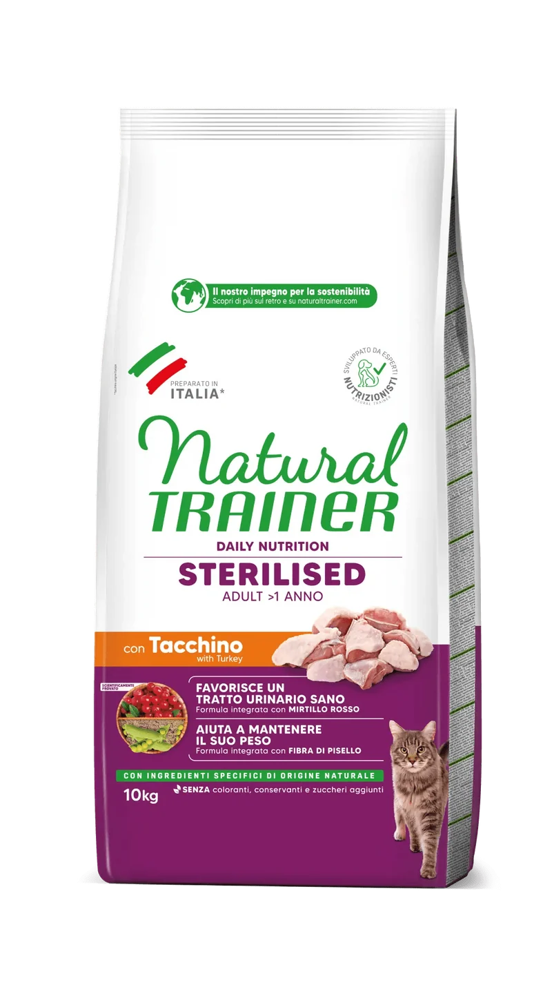 Natural Trainer Gatto Sterilised Tacchino Adult 10kg