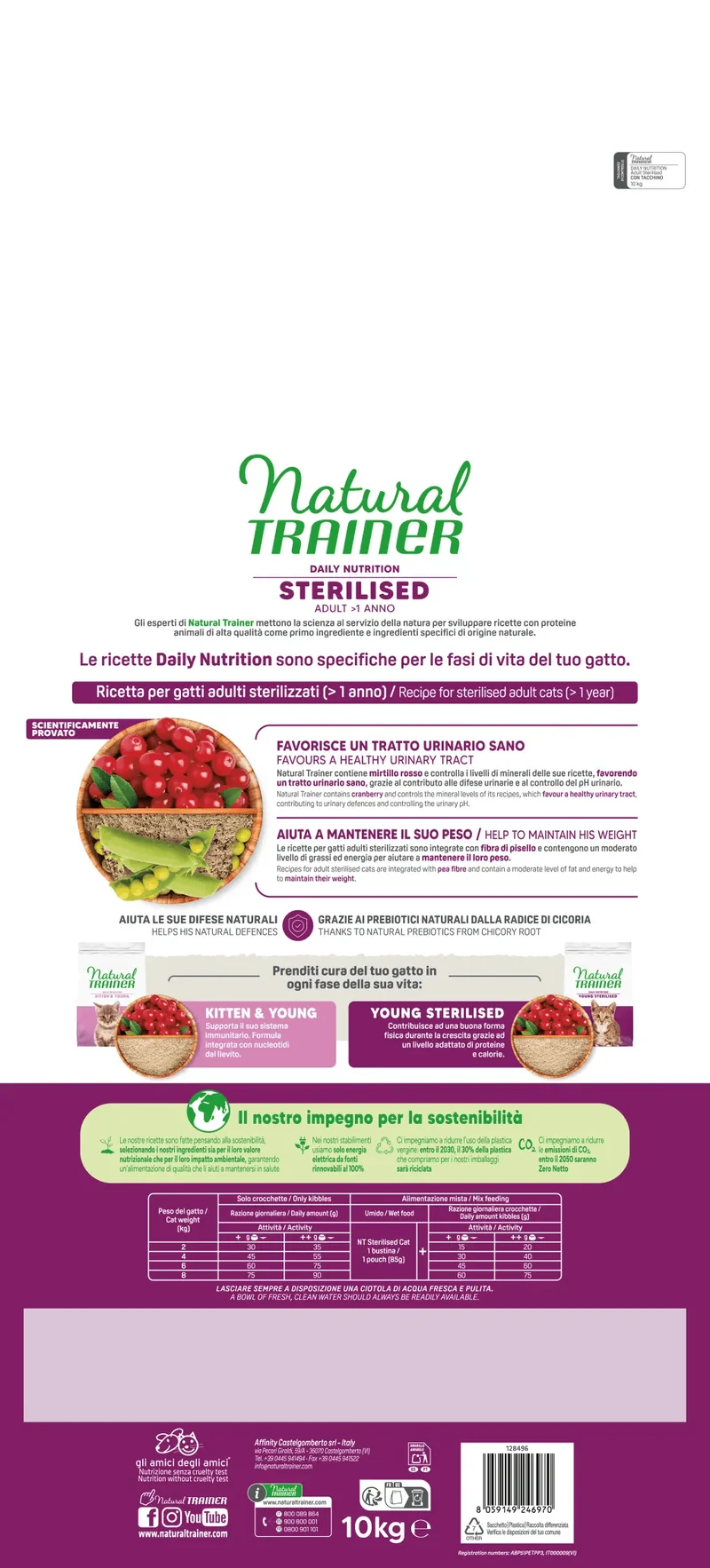 Natural Trainer Gatto Sterilised Tacchino Adult 10kg