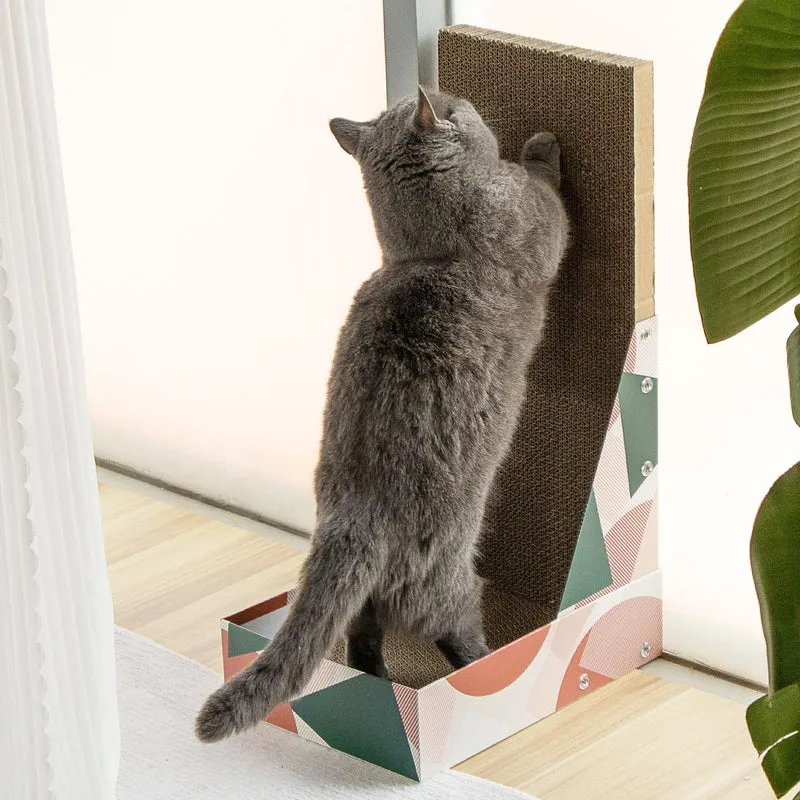 Tiragraffi per Gatti, Adulti Cat Multi-Scratch Cardboard Scratching Post, per Gatti a Forma di L Graffiatoio Gatto Scratching Board, Cartone Colonna Tira Graffi, per Pareti e Angoli