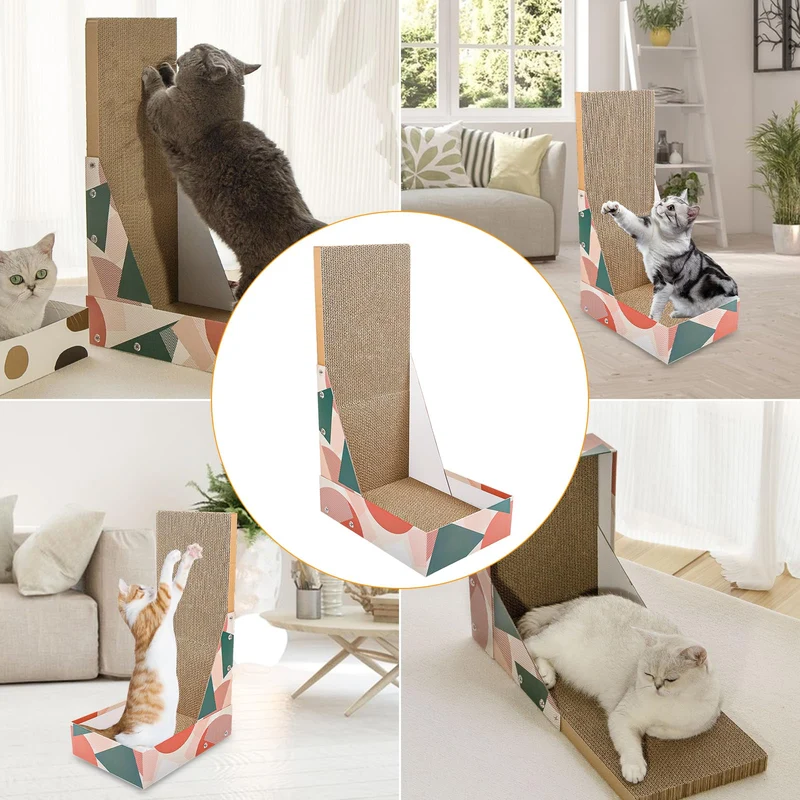 Tiragraffi per Gatti, Adulti Cat Multi-Scratch Cardboard Scratching Post, per Gatti a Forma di L Graffiatoio Gatto Scratching Board, Cartone Colonna Tira Graffi, per Pareti e Angoli