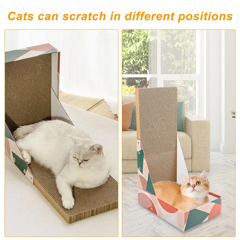 Tiragraffi per Gatti, Adulti Cat Multi-Scratch Cardboard Scratching Post, per Gatti a Forma di L Graffiatoio Gatto Scratching Board, Cartone Colonna Tira Graffi, per Pareti e Angoli