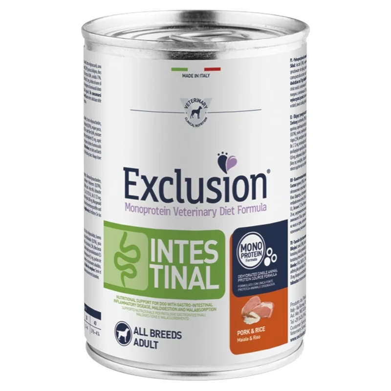 EXCLUSION Cane Intestinal Adult Maiale e Riso 400gr